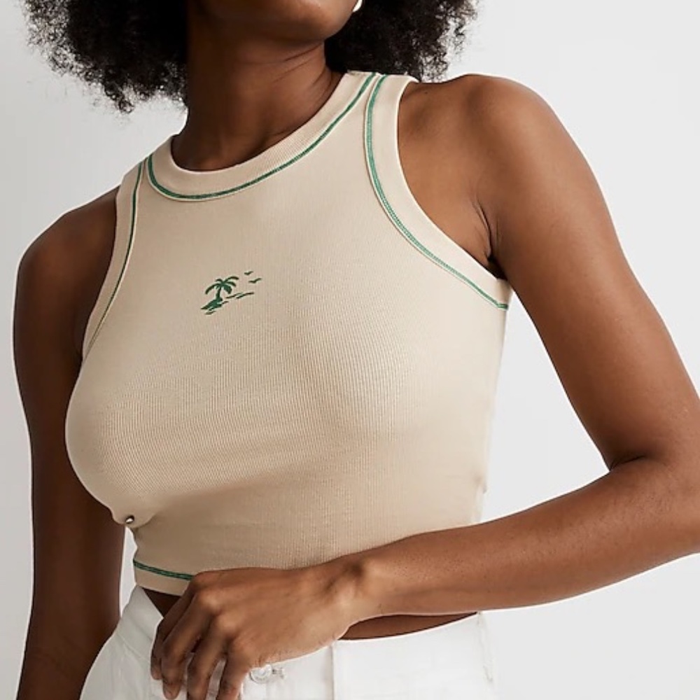 Madewell | Paradise Palm Graphic Brightside Crop Tank